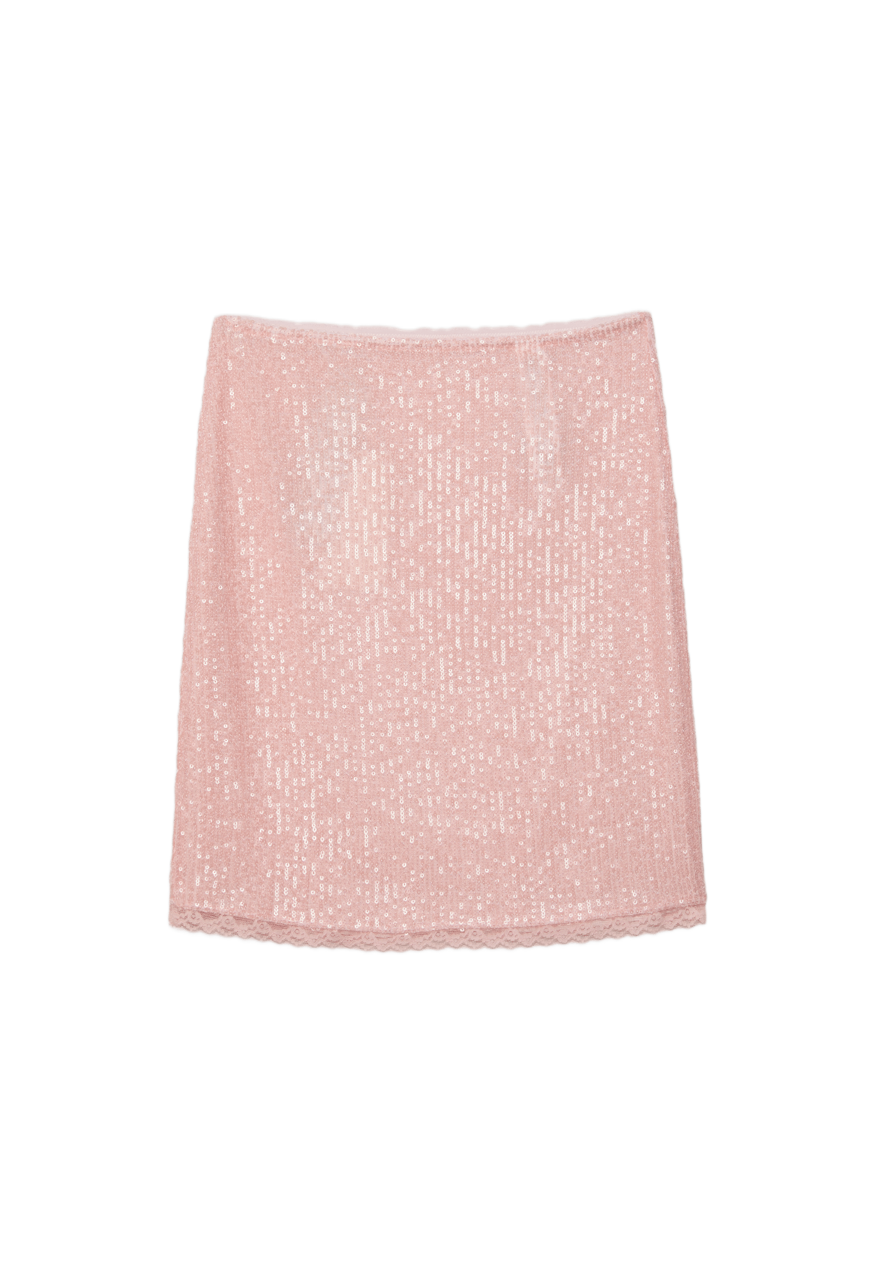 Sequin midi skirt — Pastel pink