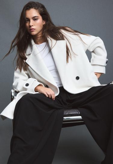 Long oversize soft-touch coat — White 1