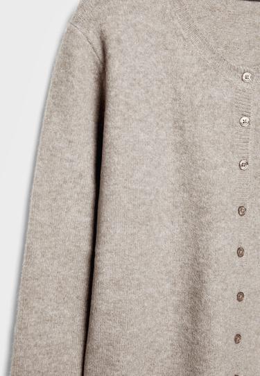 Soft-touch button-up knit cardigan — Stone 9