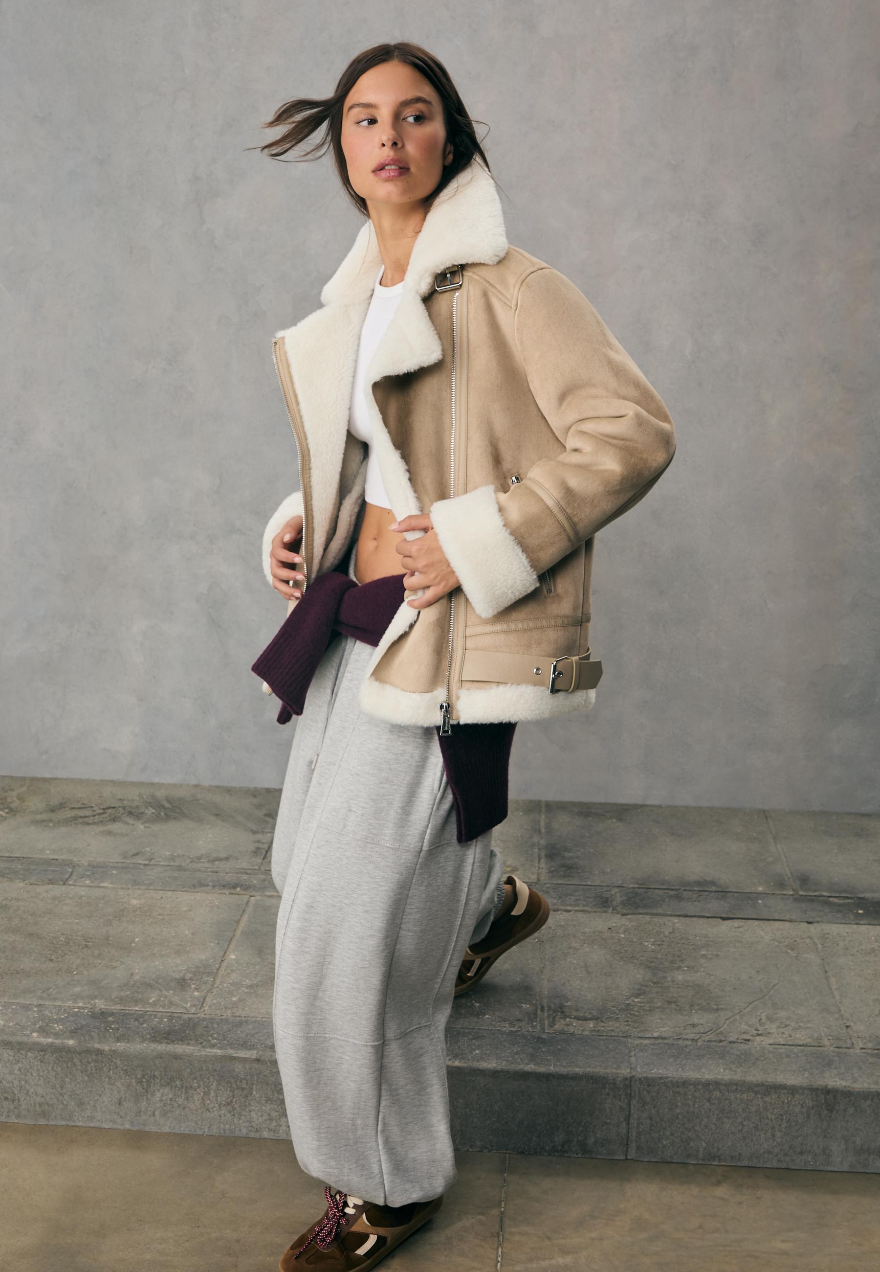 トップス eurokenvy Knit Suede Rider's Jacket RINO & PELLE Suede Leather Biker Jacket Studded Zip Rib Knit