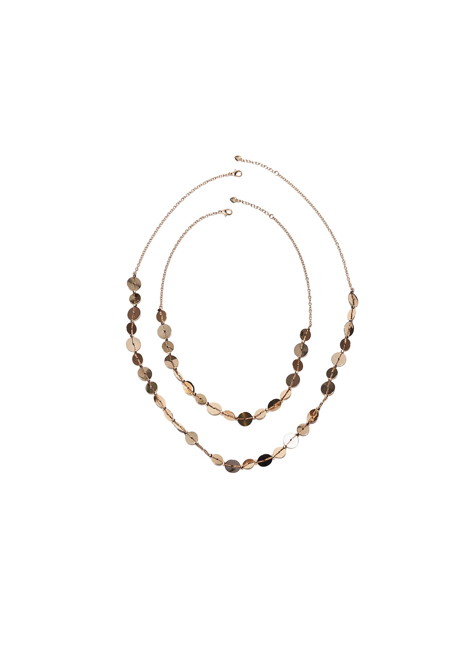 Set of 2 cord mini coin necklaces — Gold