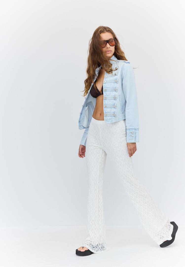 pantalon flare dentelle