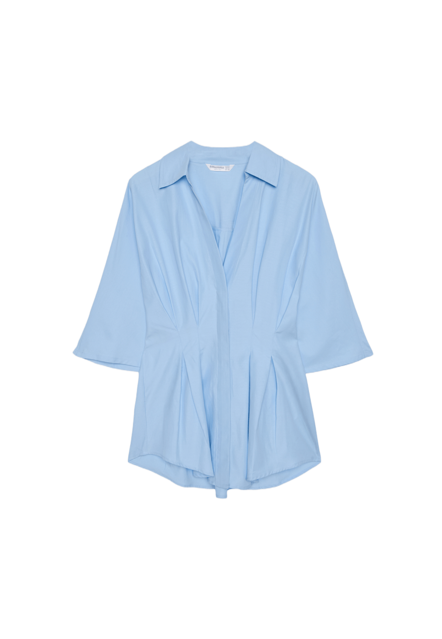 Fitted kimono sleeve shirt with pleats — Sky blue