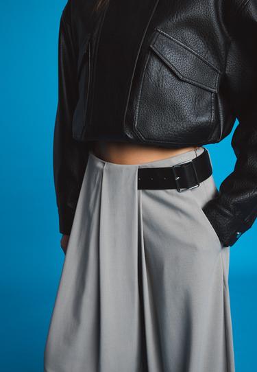 Smart trousers with belt and darts — Grey 4
