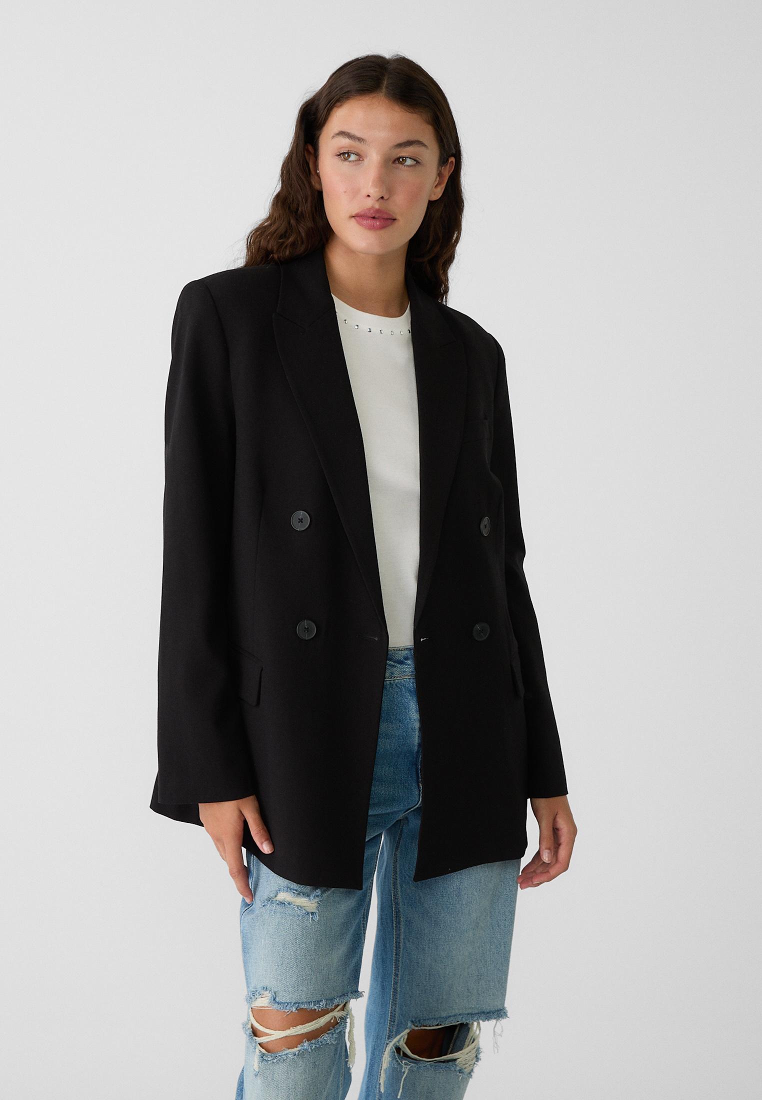 Double breasted buttoned blazer Women s fashion Stradivarius Montenegro