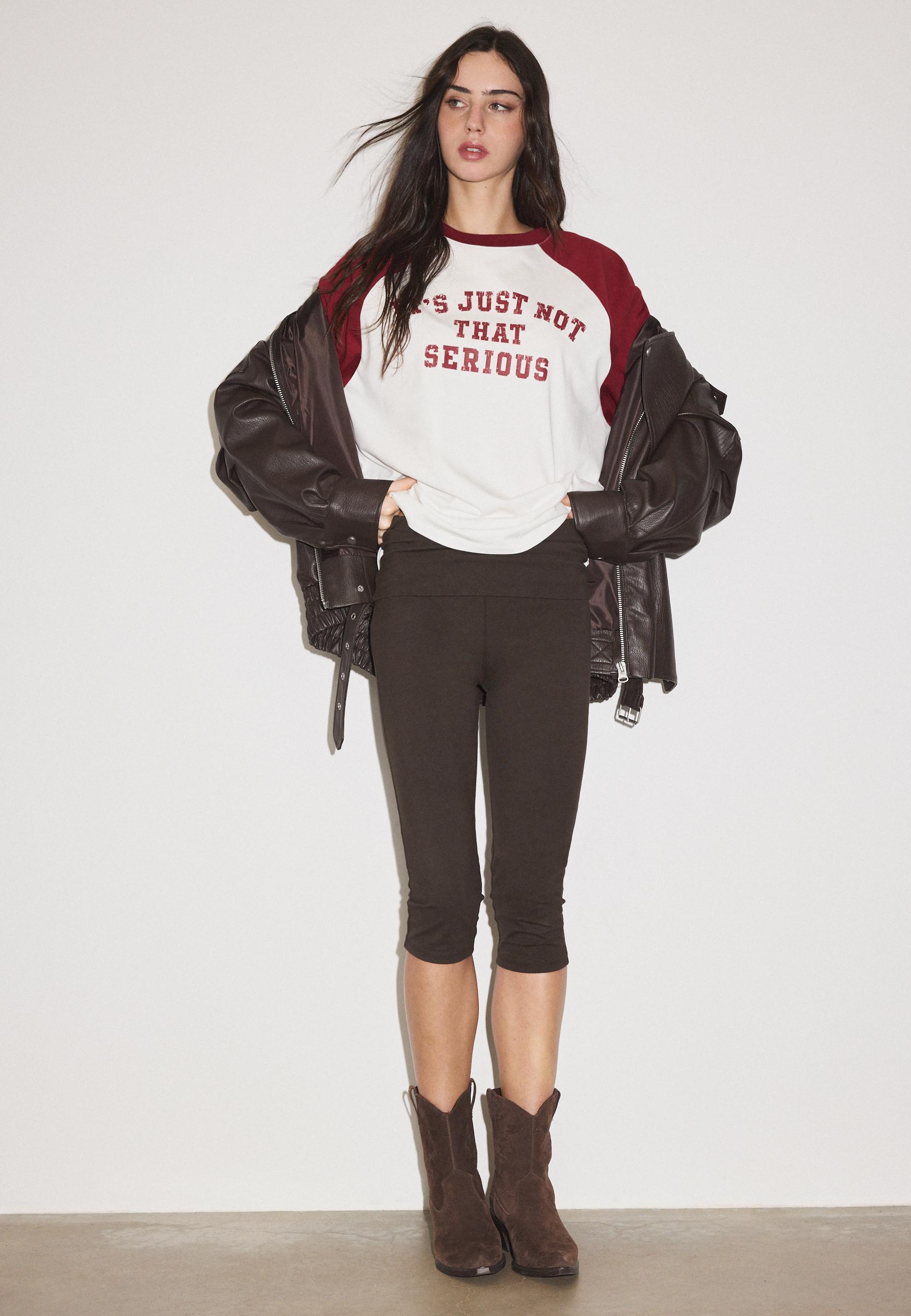 Long sleeve positional raglan T-shirt — Dark red