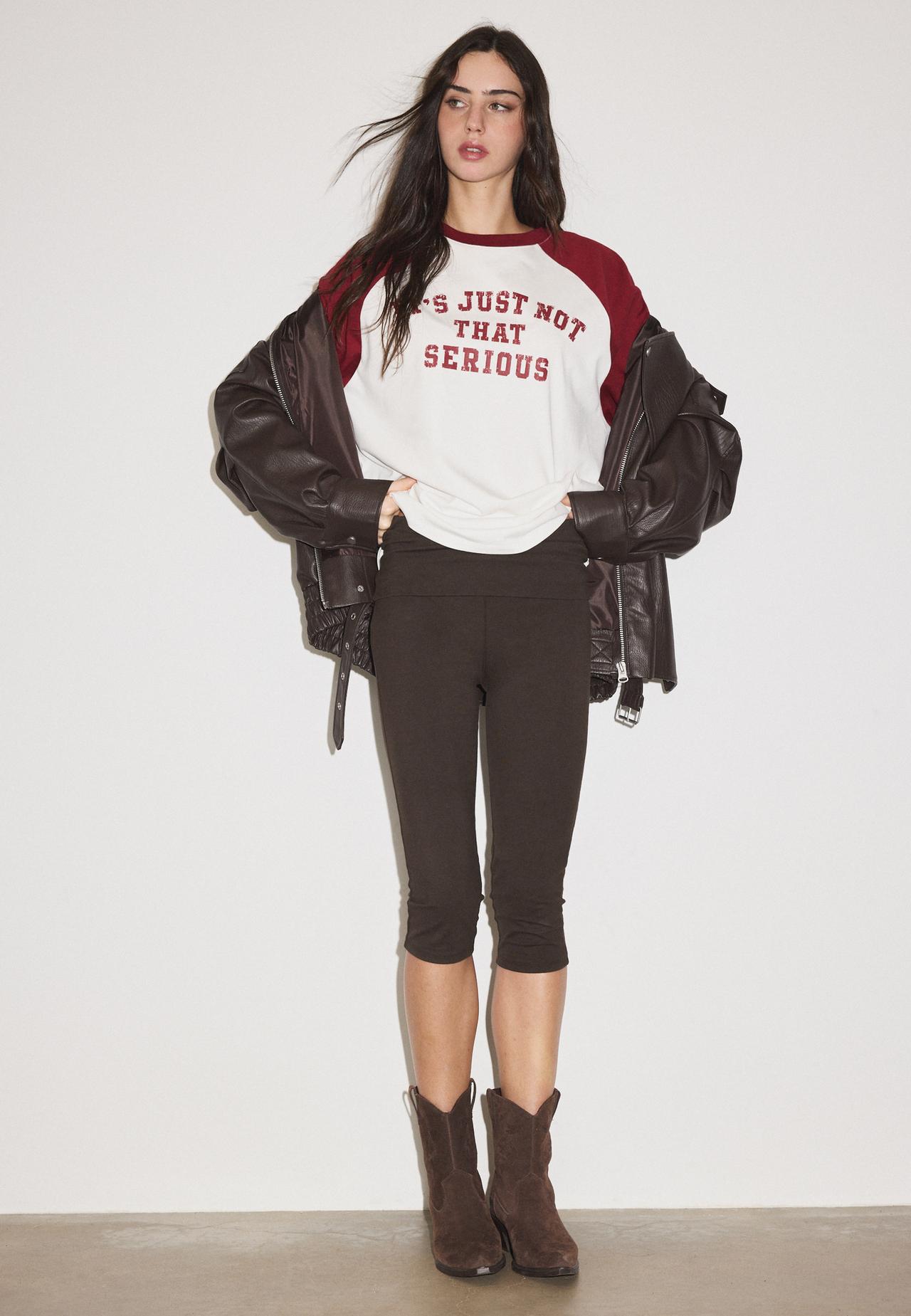 Positional long sleeve raglan T-shirt — Dark red