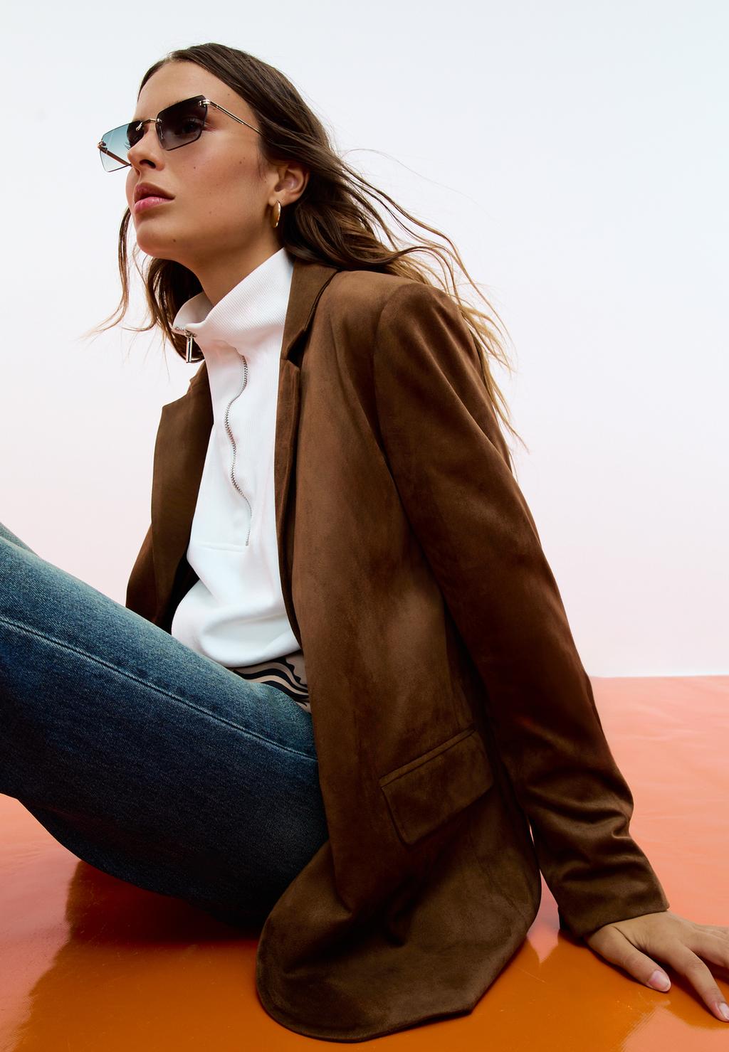 High-neck zip-up sweatshirt