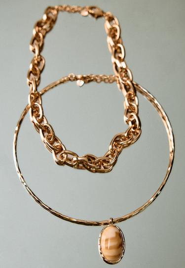 Layered pendant necklace set — Gold 1