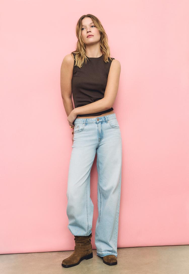 Stradivarius Tricou Simplu Fără Mâneci Maro Xs