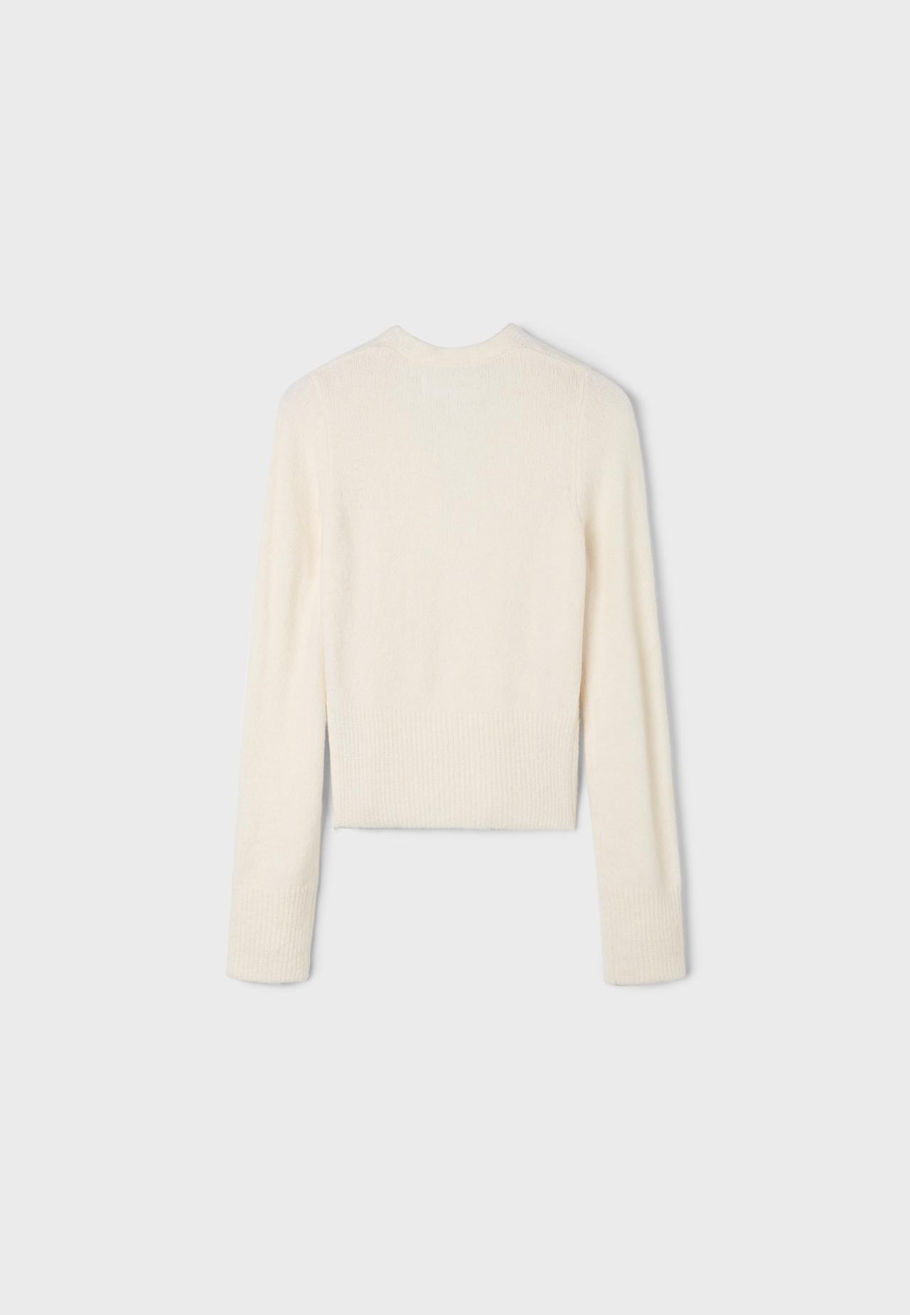 Cross-over button knit cardigan — Ecru