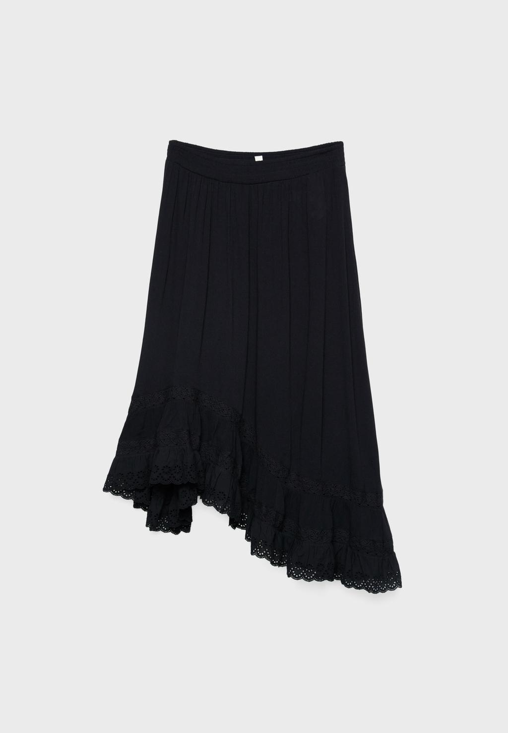 Falda midi volante asimétrica