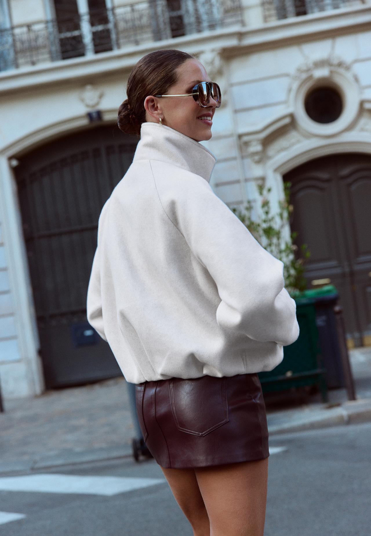 Soft-touch balloon jacket — Ecru