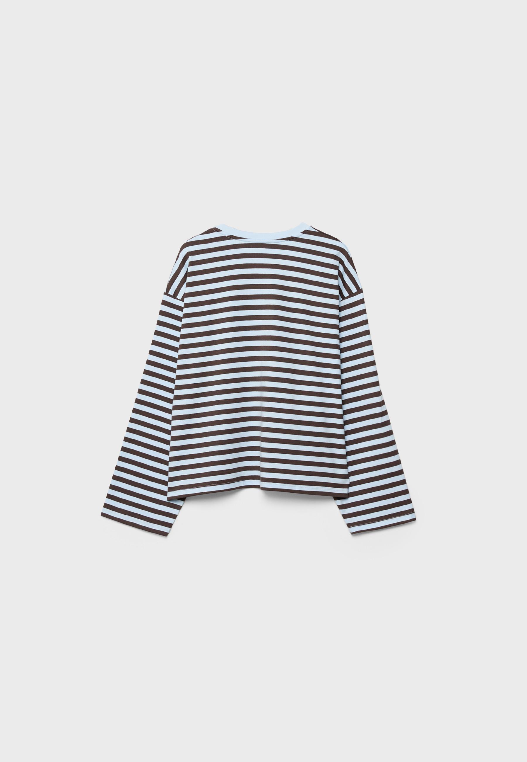 Striped long sleeve T-shirt — Sky blue