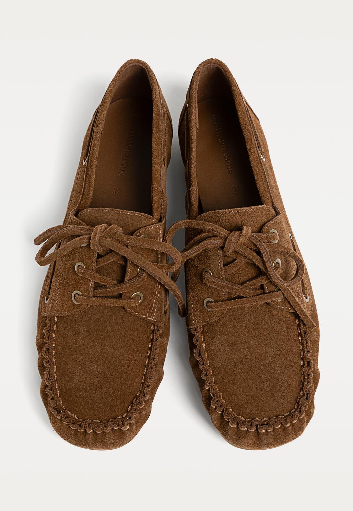 Mocassins à lacets en croûte de cuir null femme Stradivarius