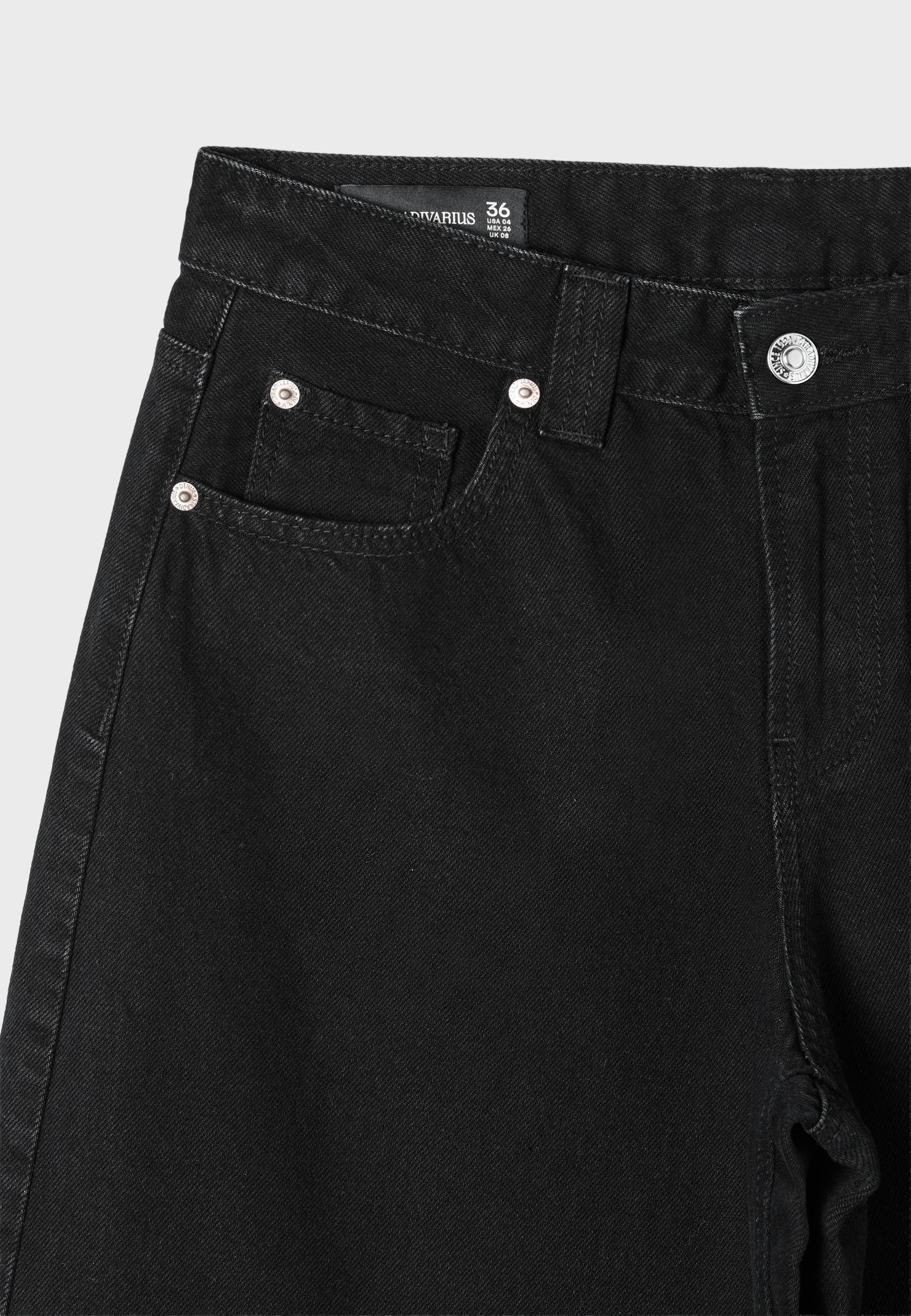 D80 Barrel jeans — BLACK DENIM WASHED EFFECT