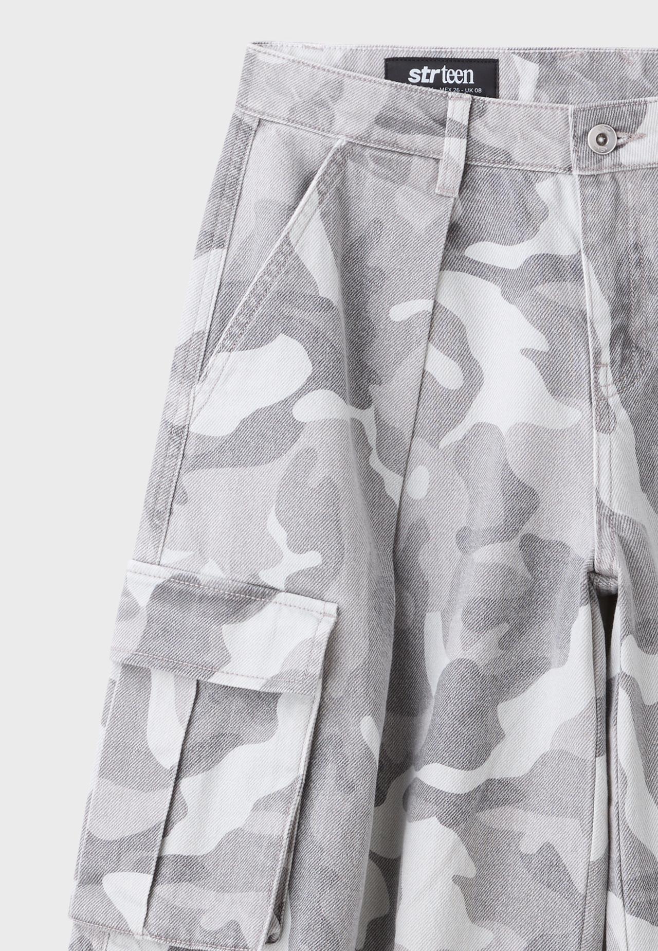 Printed twill Bermuda shorts — Grey