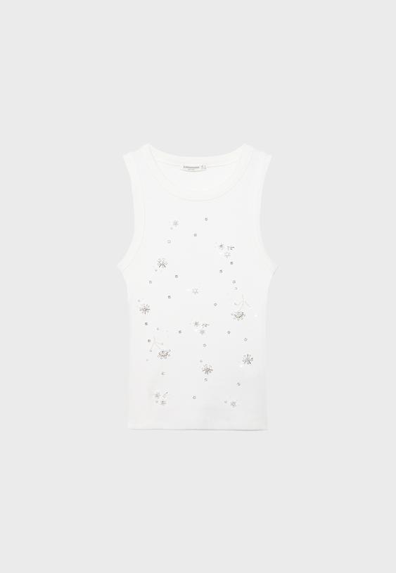 Mücevher detaylı çapraz askılı atlet - Görsel 6