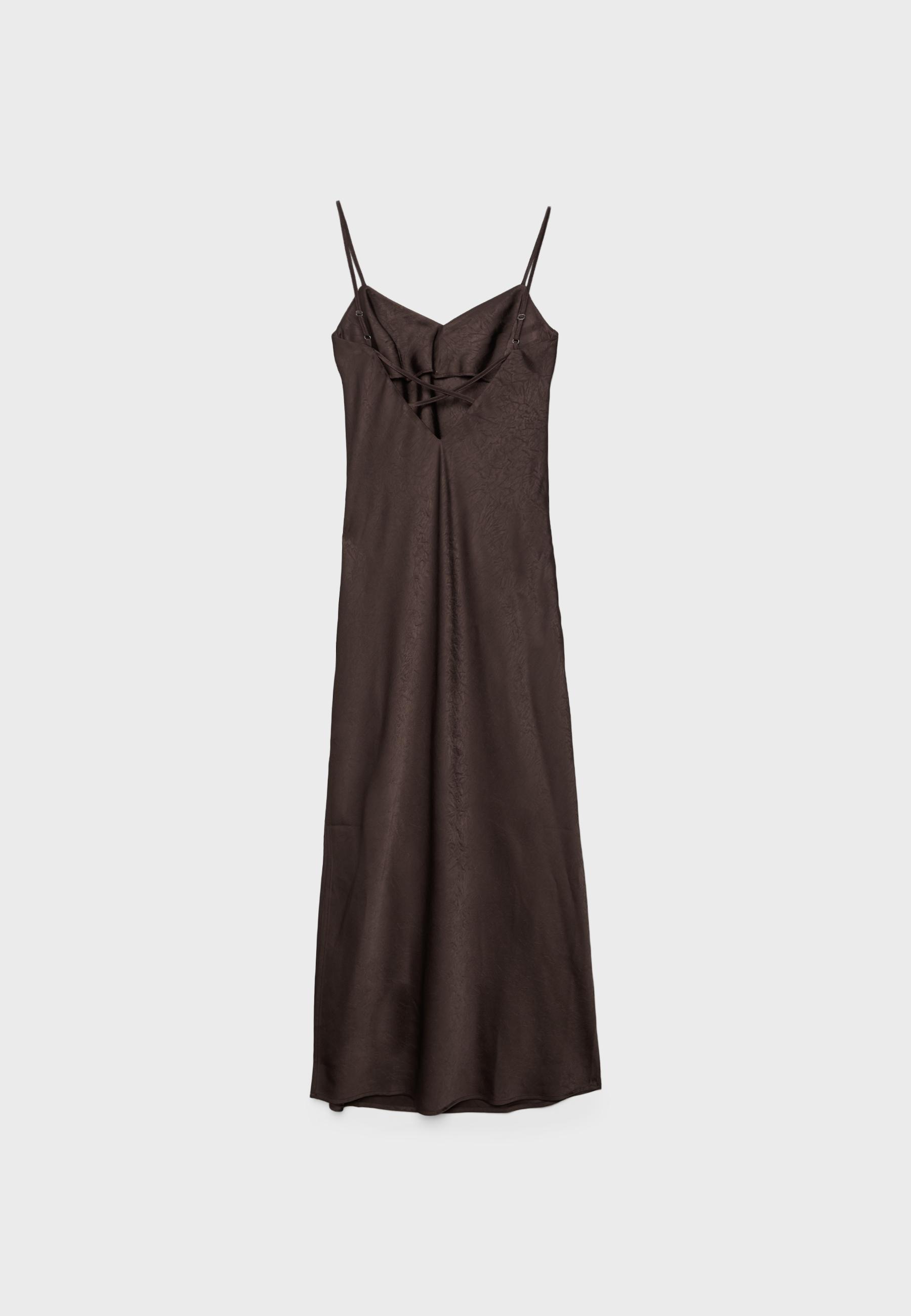 Satin midi dress — Brown