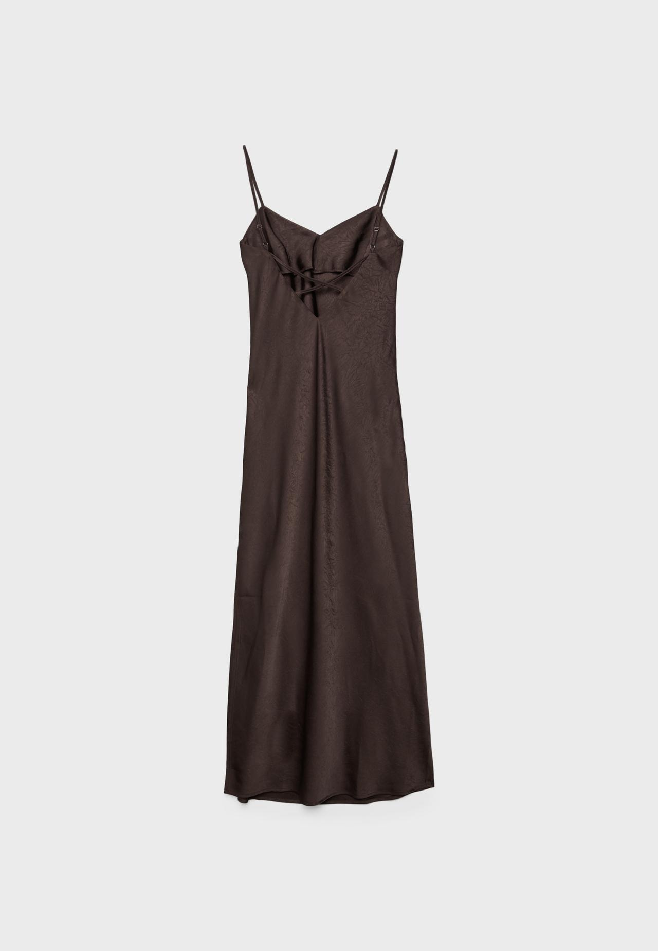 Satin midi dress — Brown