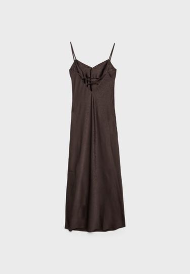 Satin midi dress — Brown 7