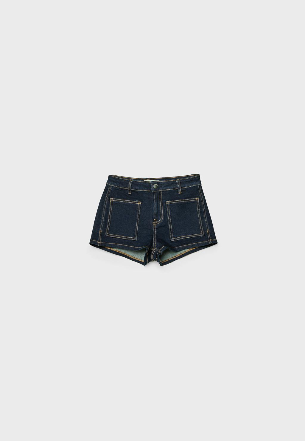 Micro short denim bolsillos
