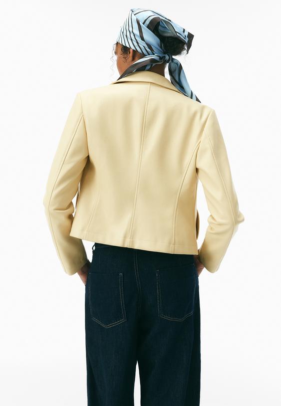 Stradivarius Blouson Ajusté En Similicuir Jaune Pastel M