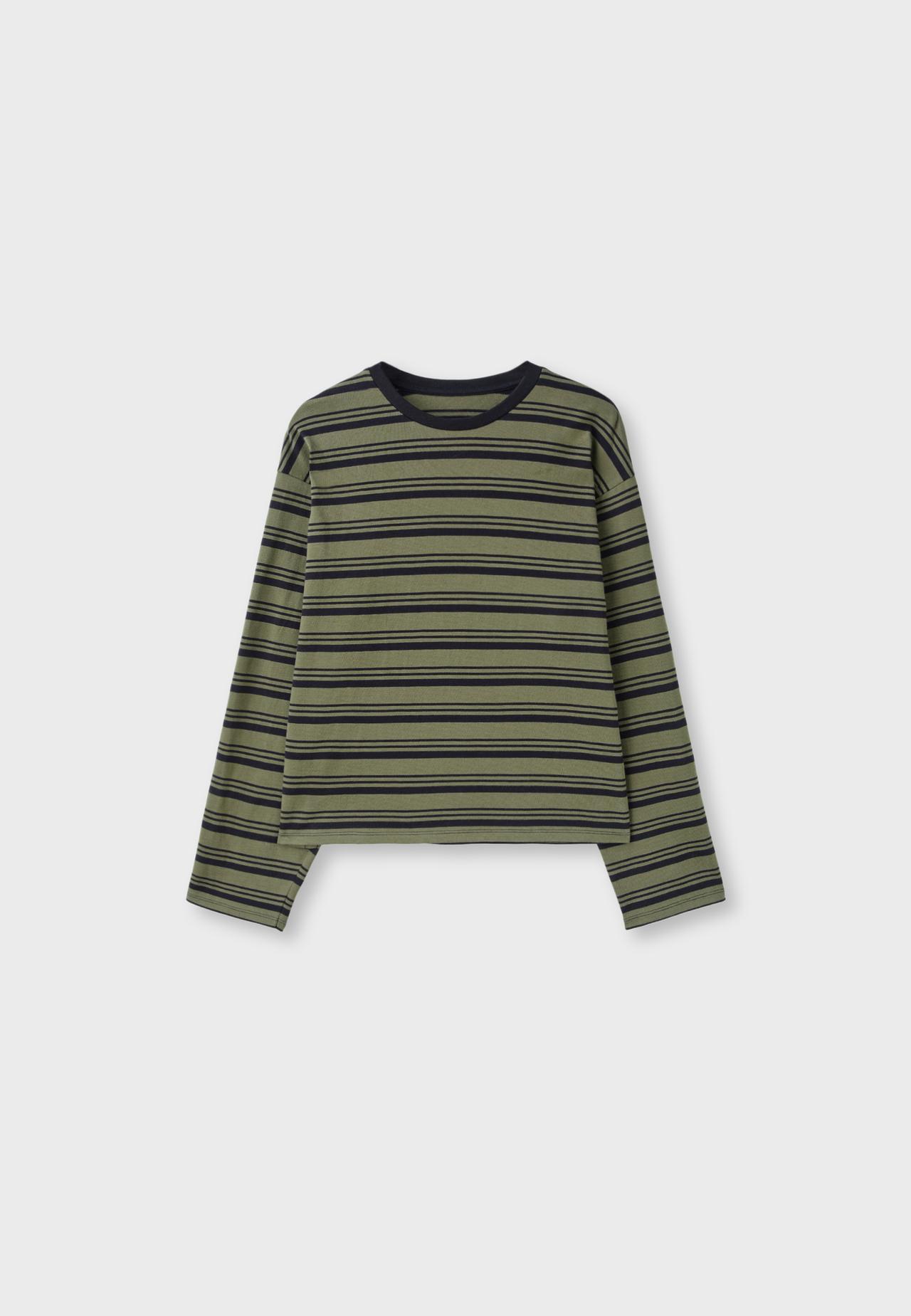 Striped long sleeve T-shirt — Khaki