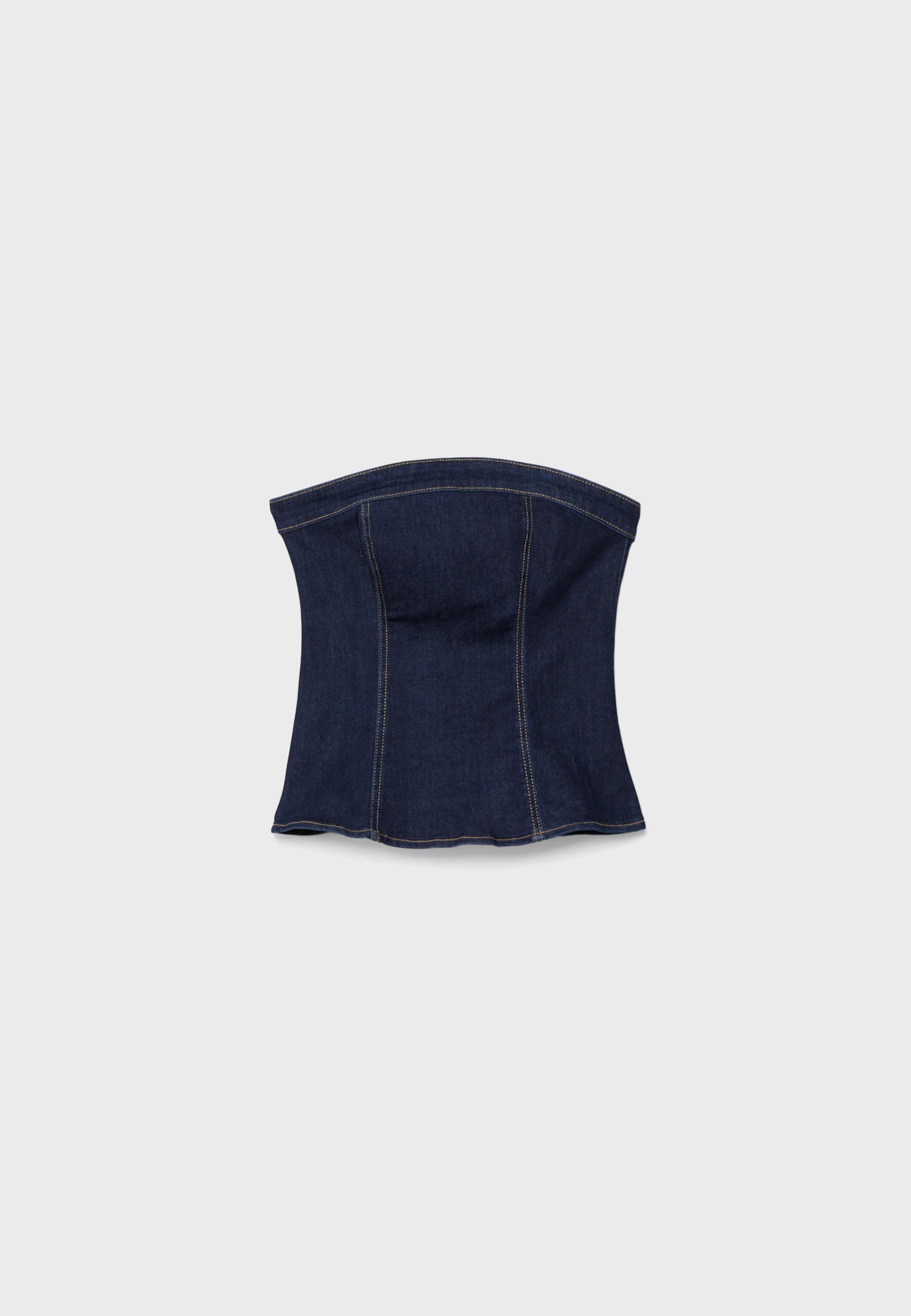 Denim bandeau top — OVERDYED BLUE DENIM