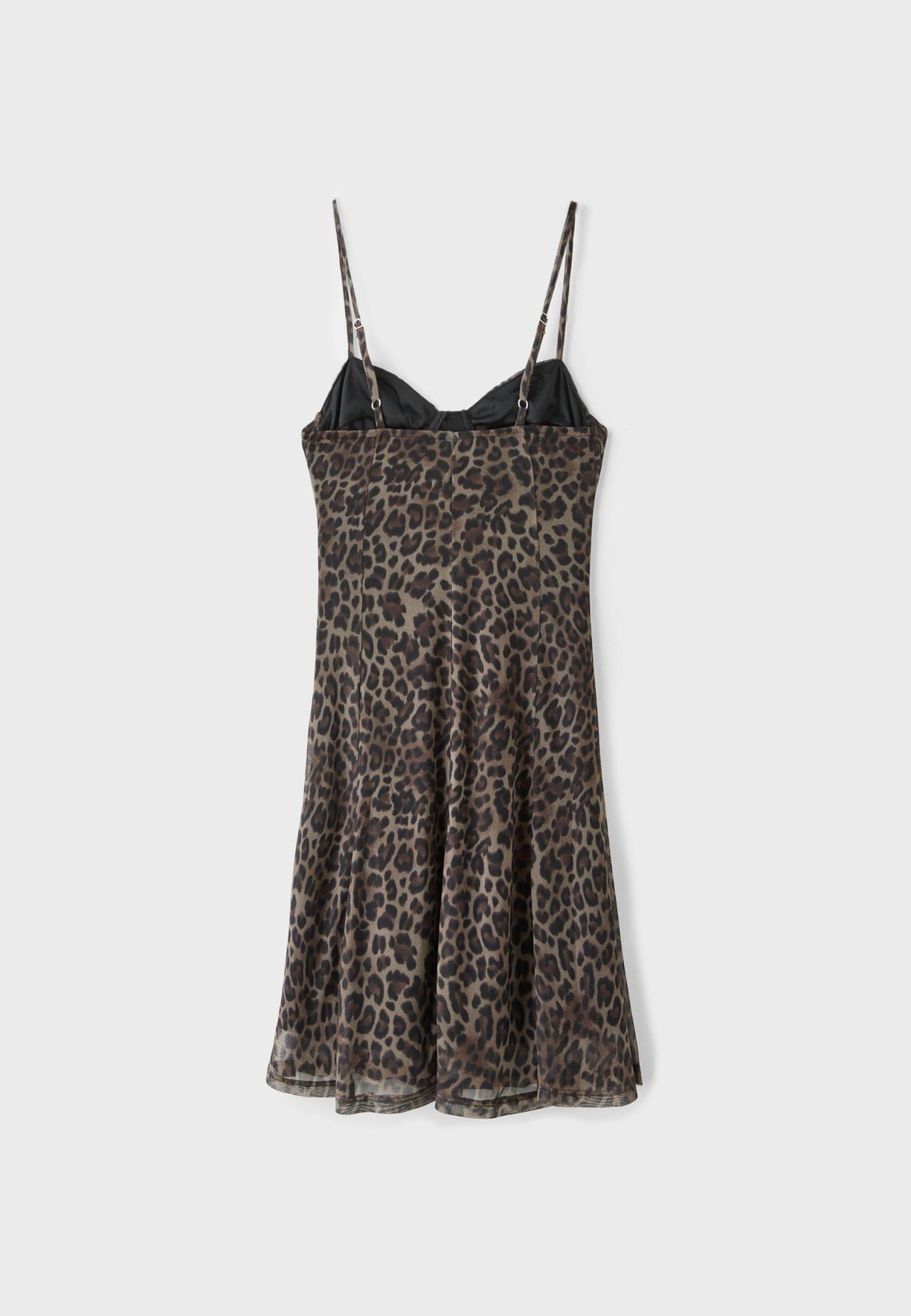 Short printed strappy dress — Mid beige