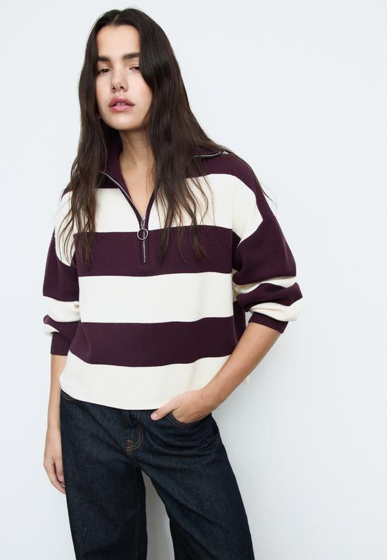 knit jumper with zip