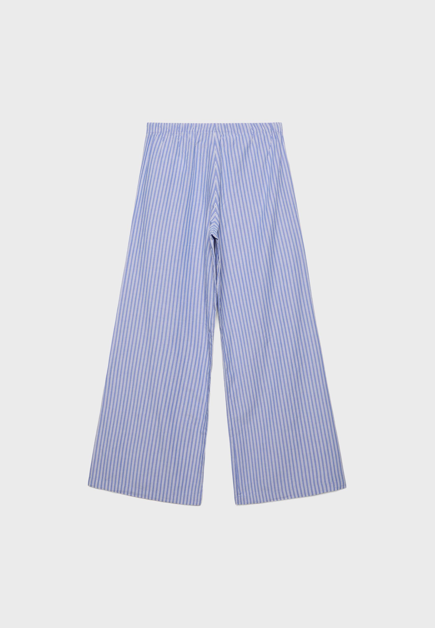 Embroidered pyjama-style trousers — Sky blue