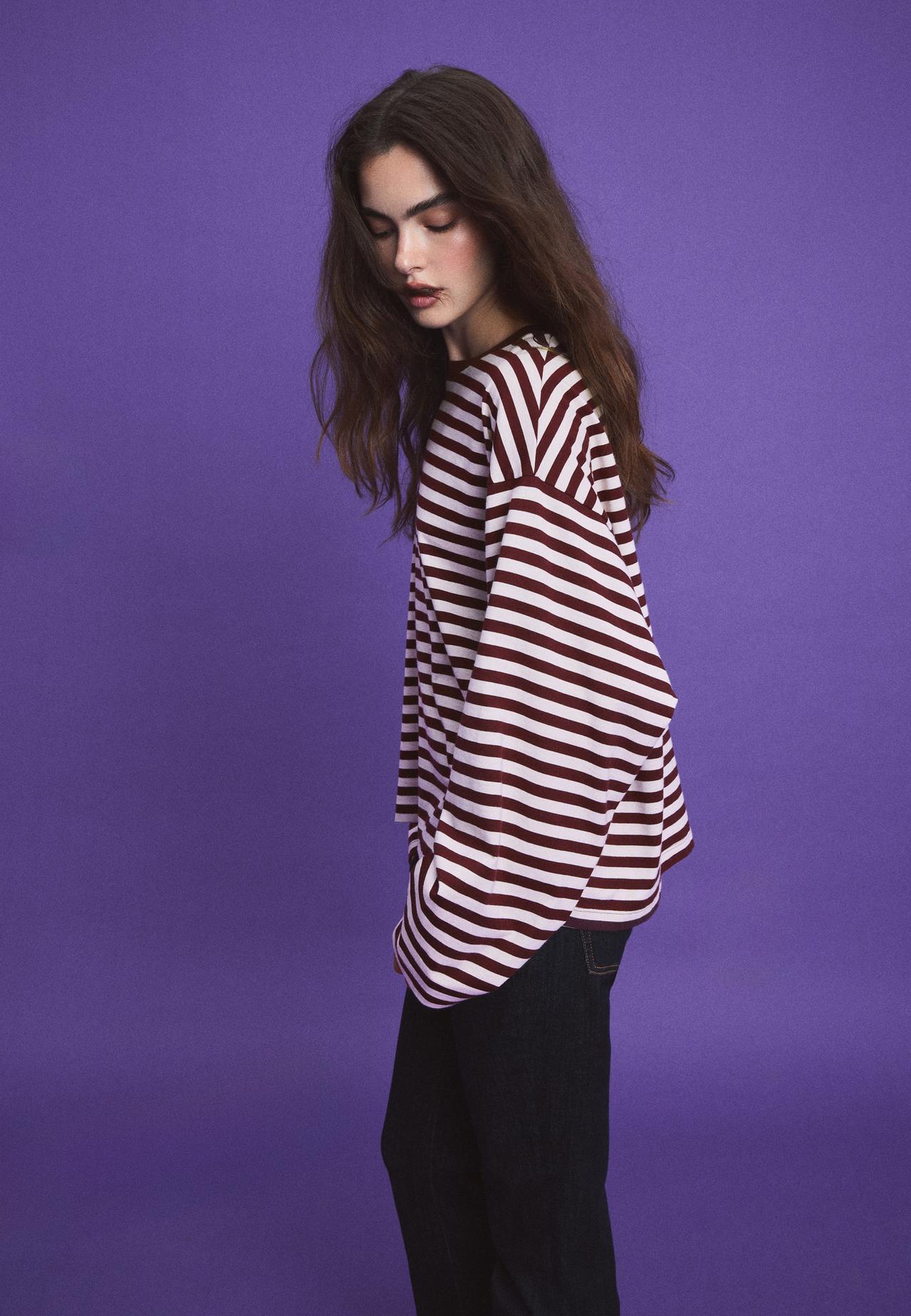 Striped long sleeve T-shirt — Purple