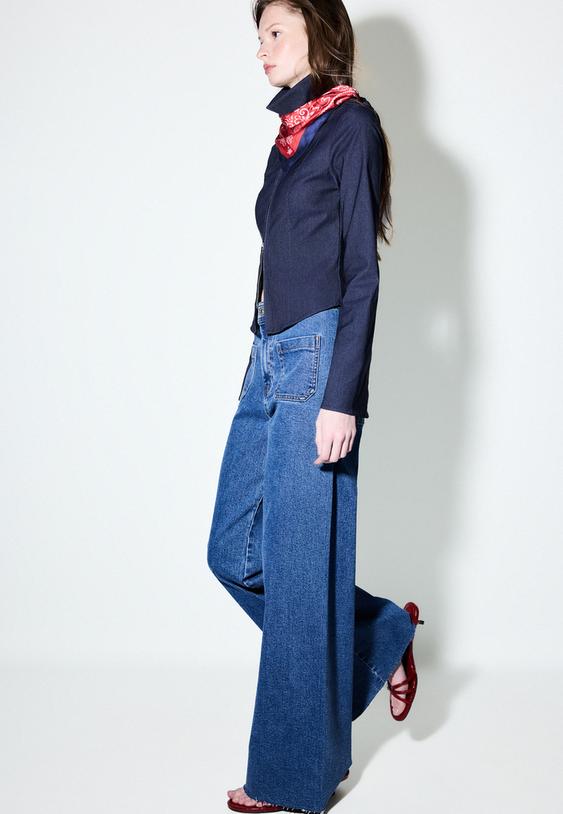 Stradivarius Straight-Leg Jeans With Pockets Medium Blue Denim 8