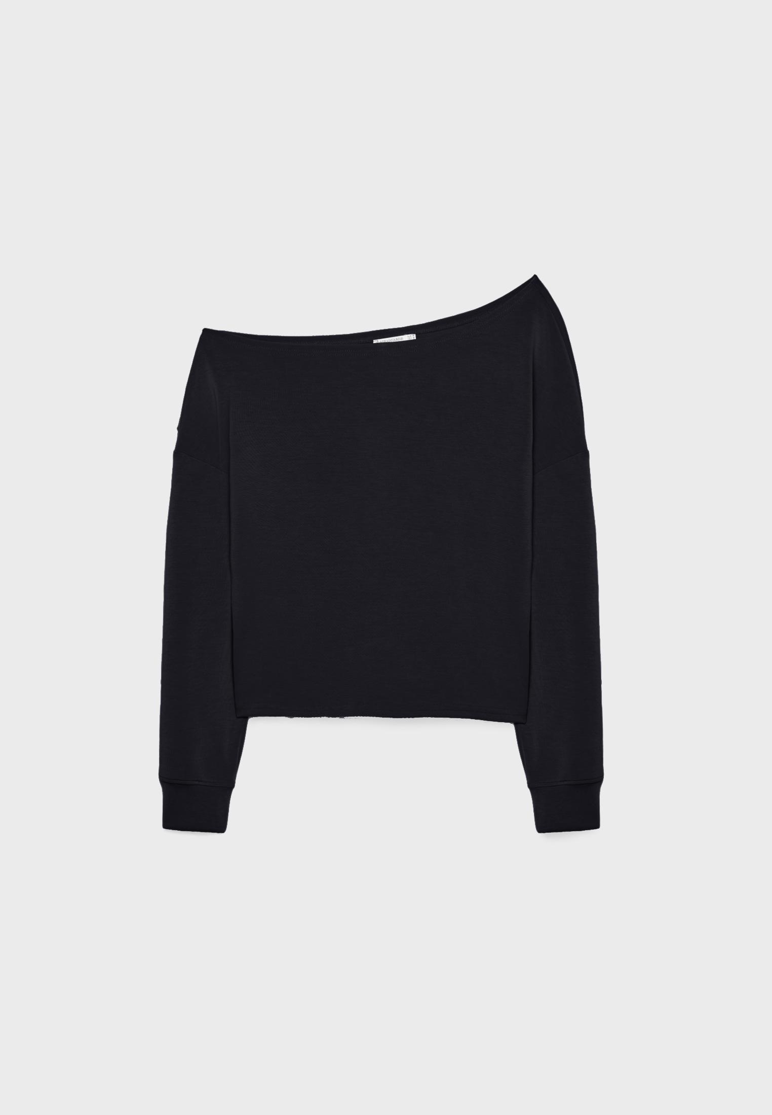 Soft-touch off-the-shoulder sweatshirt — Black