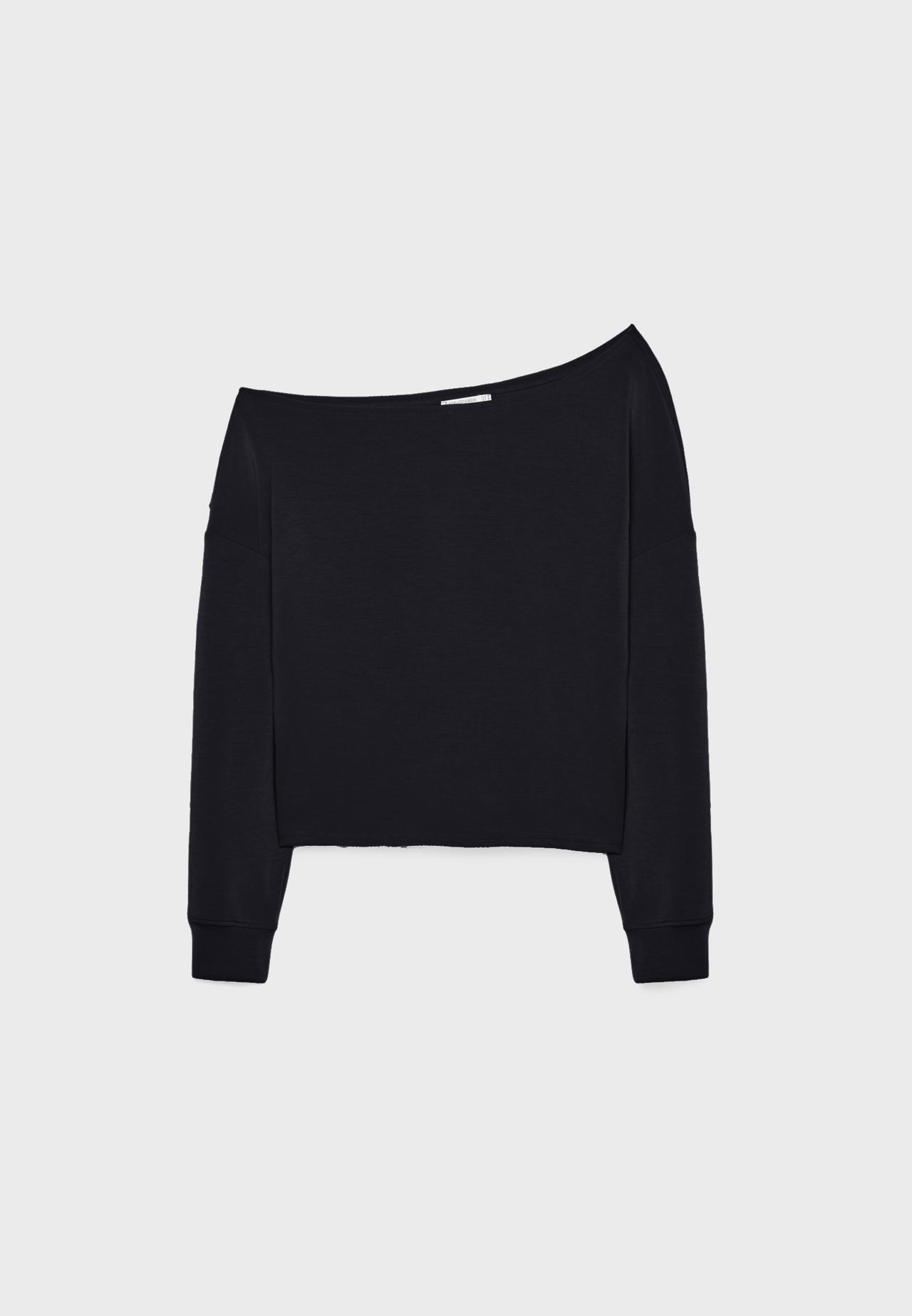Soft-touch off-the-shoulder sweatshirt — Black
