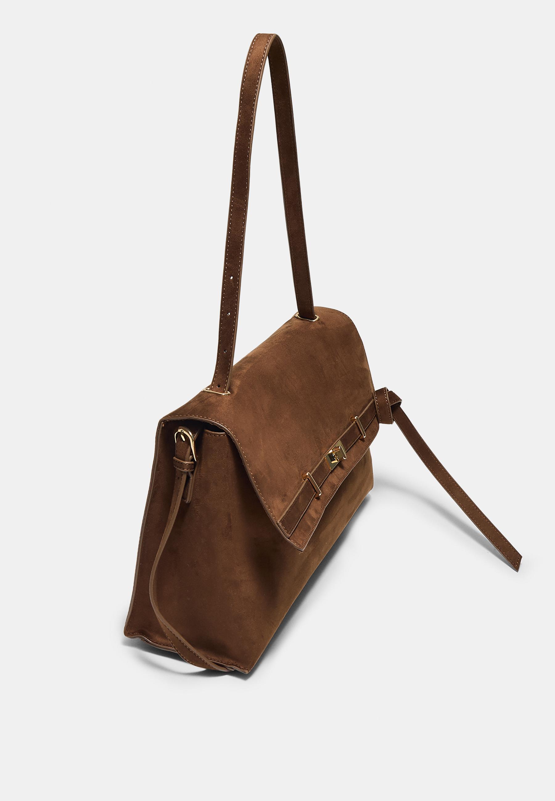 Maxi shoulder bag with belt detail — Brown