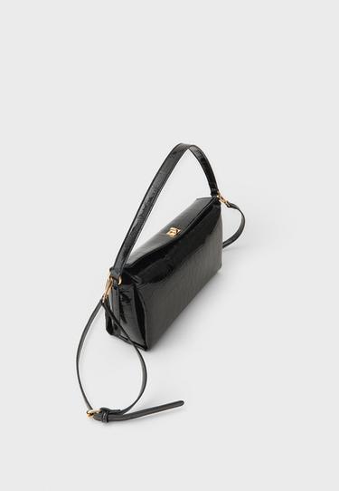 Mock croc shoulder bag — Black 3