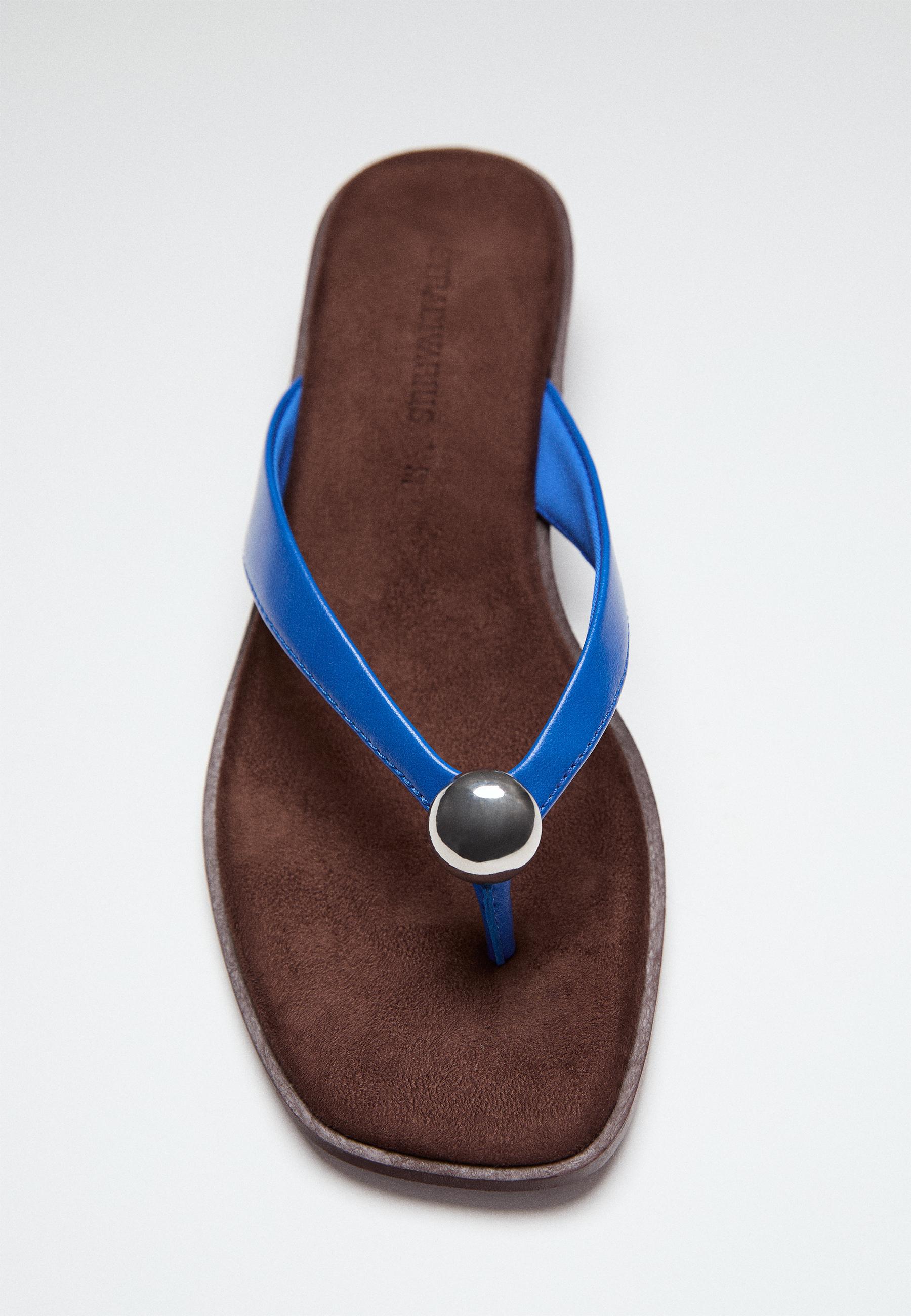 Heeled wedge thong sandals — BLUE 