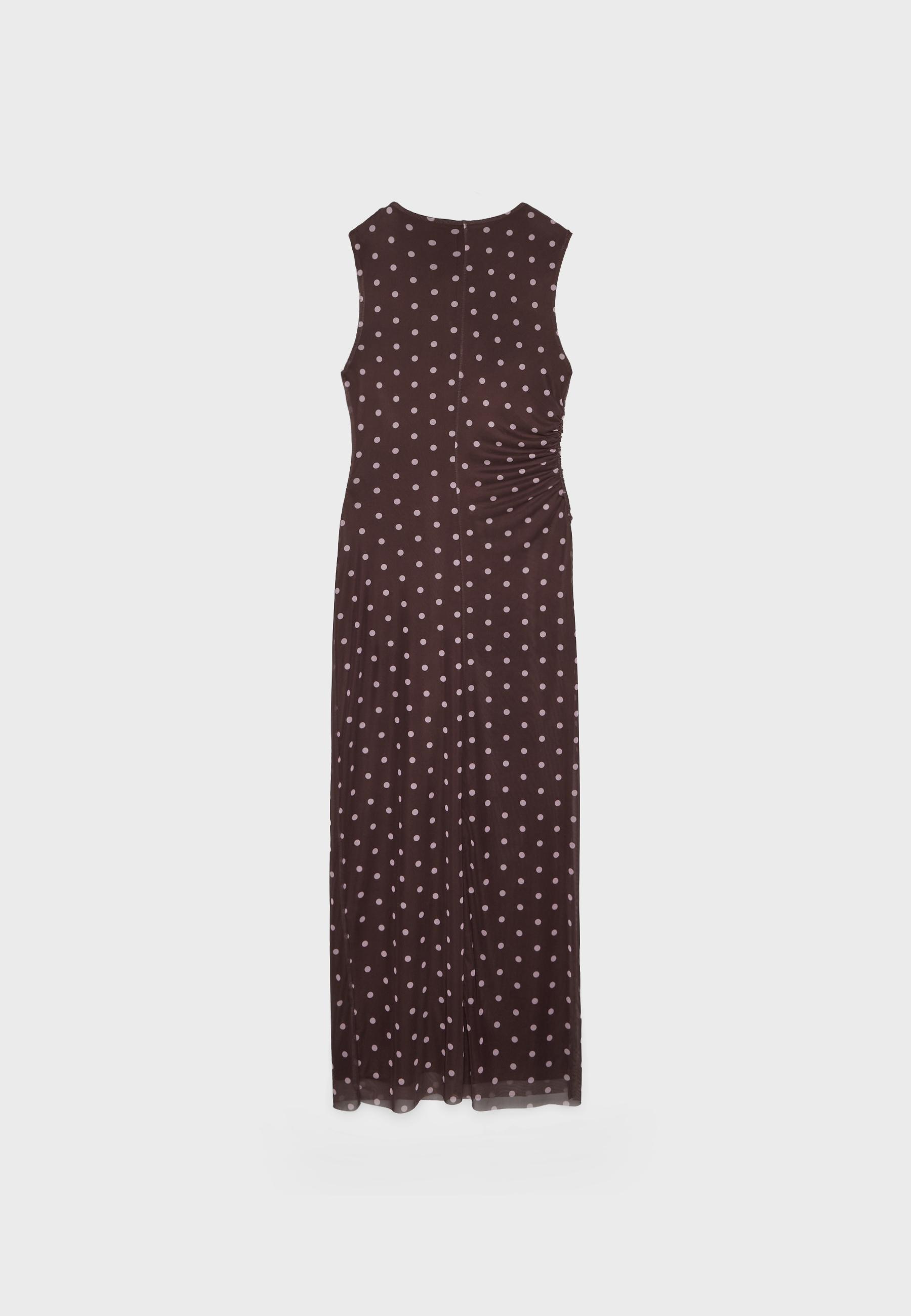Polka dot print midi dress — Brown