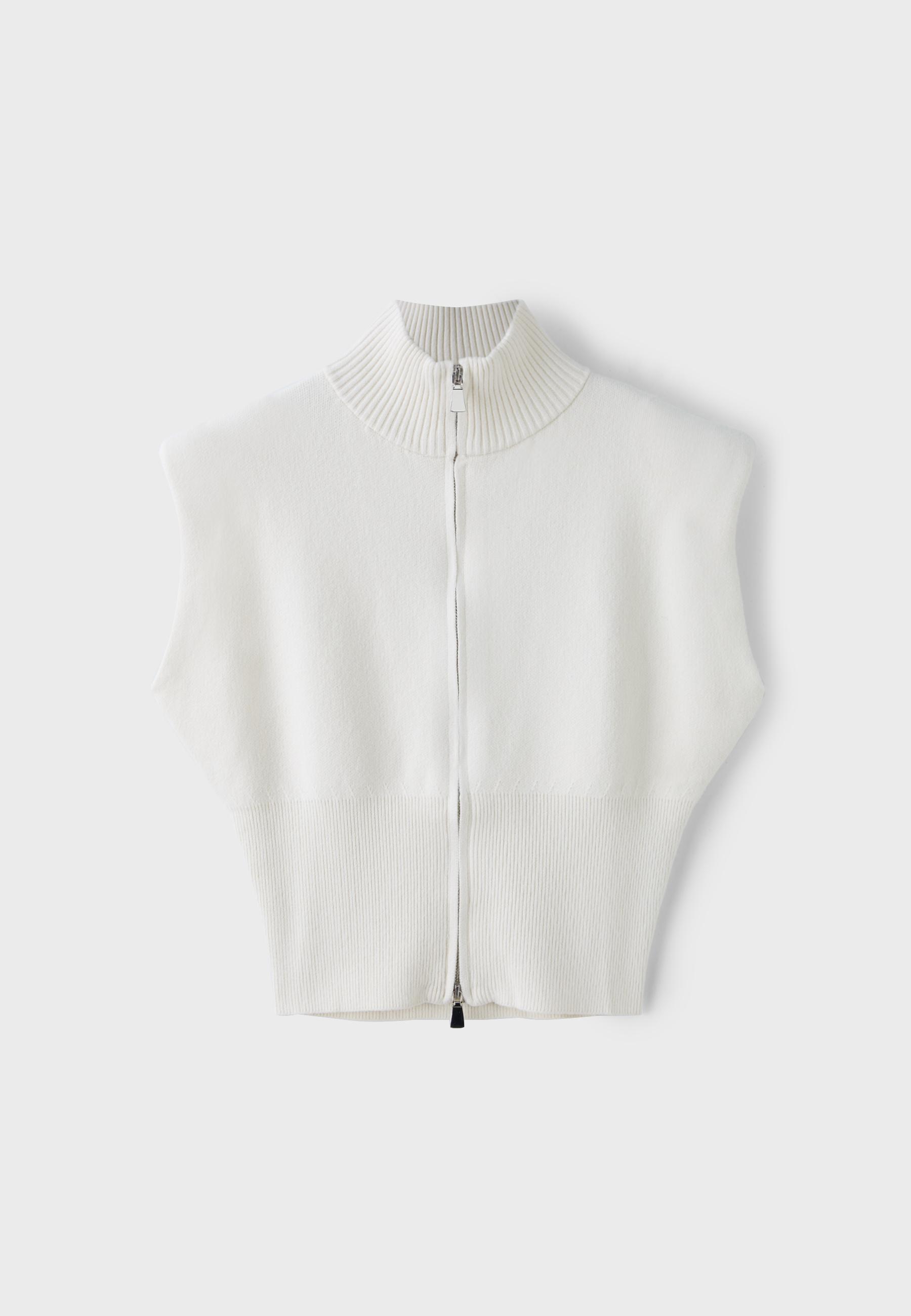 Knit vest with padded shoulders and zip — Ice