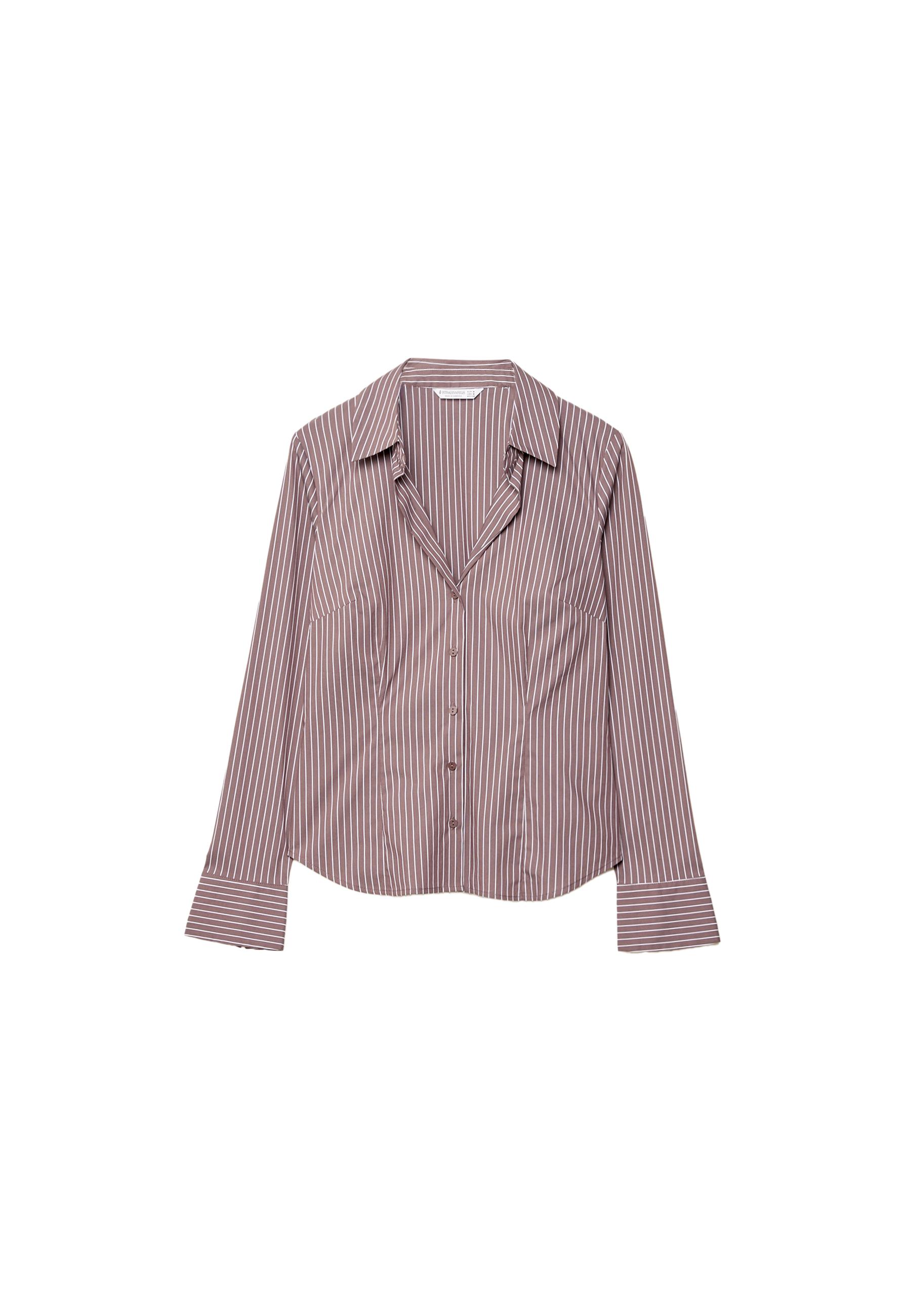 Basic striped fitted shirt — Brown