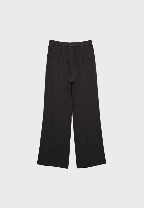 Dökümlü ve beli lastikli pantolon_5