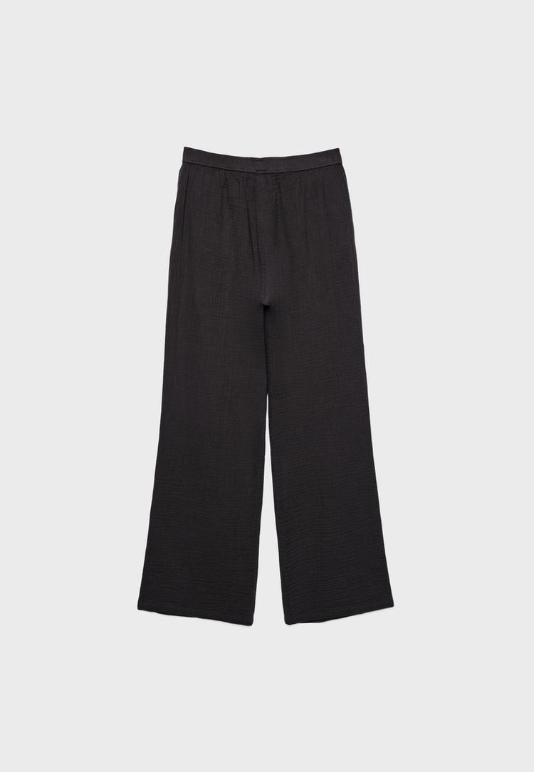 Dökümlü ve beli lastikli pantolon_5