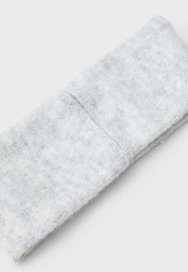 Embroidered knit headband — Grey melange 3