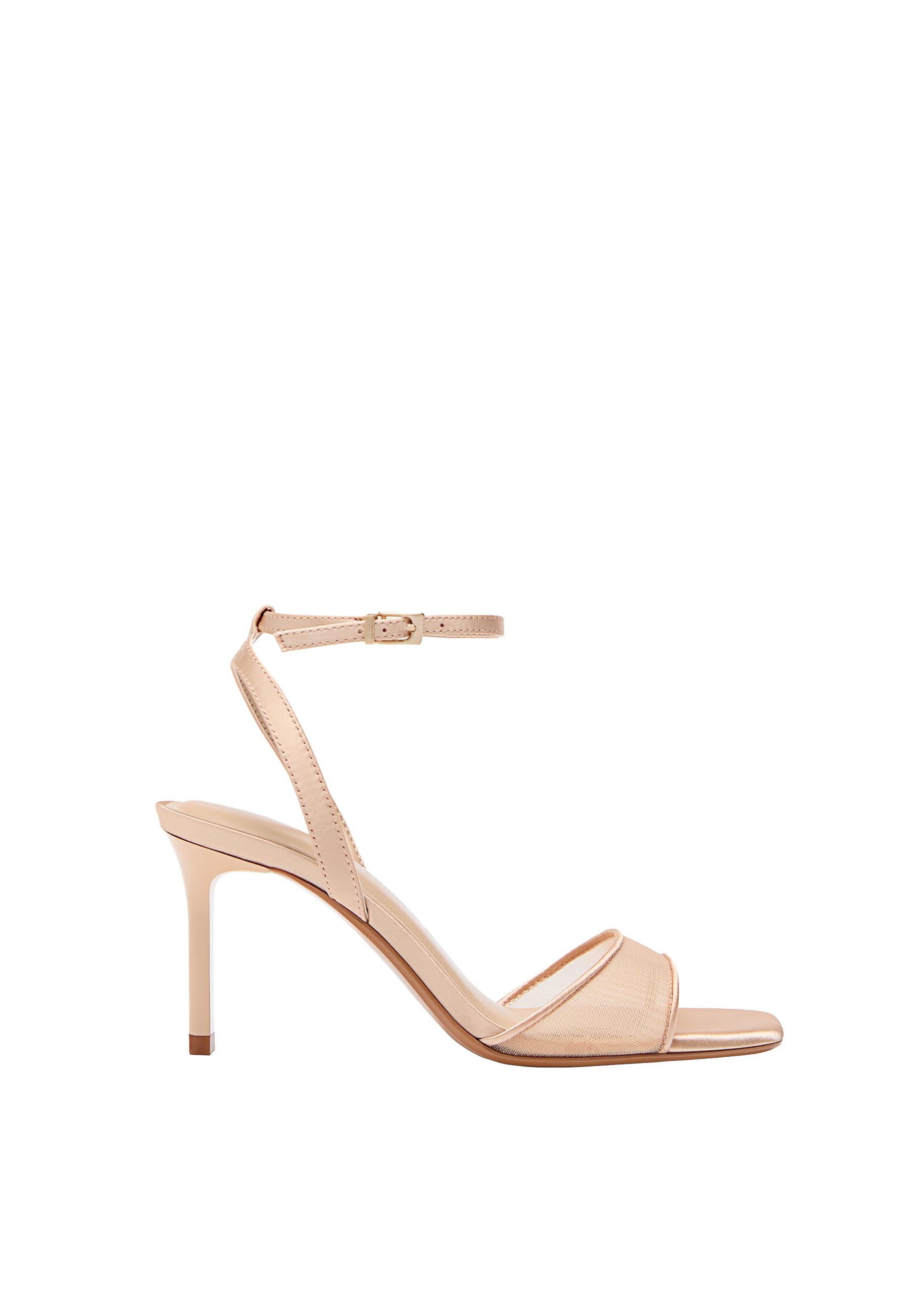 WIDE FIT. Satin effect heeled sandals — BEIGE
