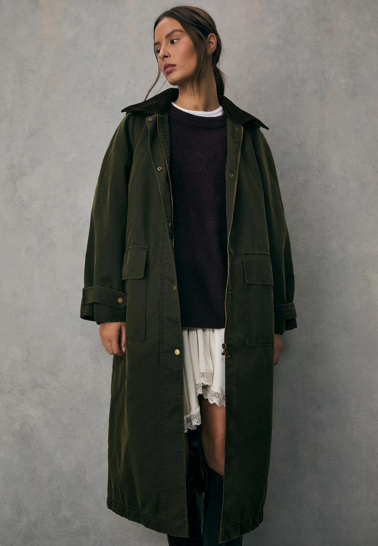 parka larga encerada capucha extraible