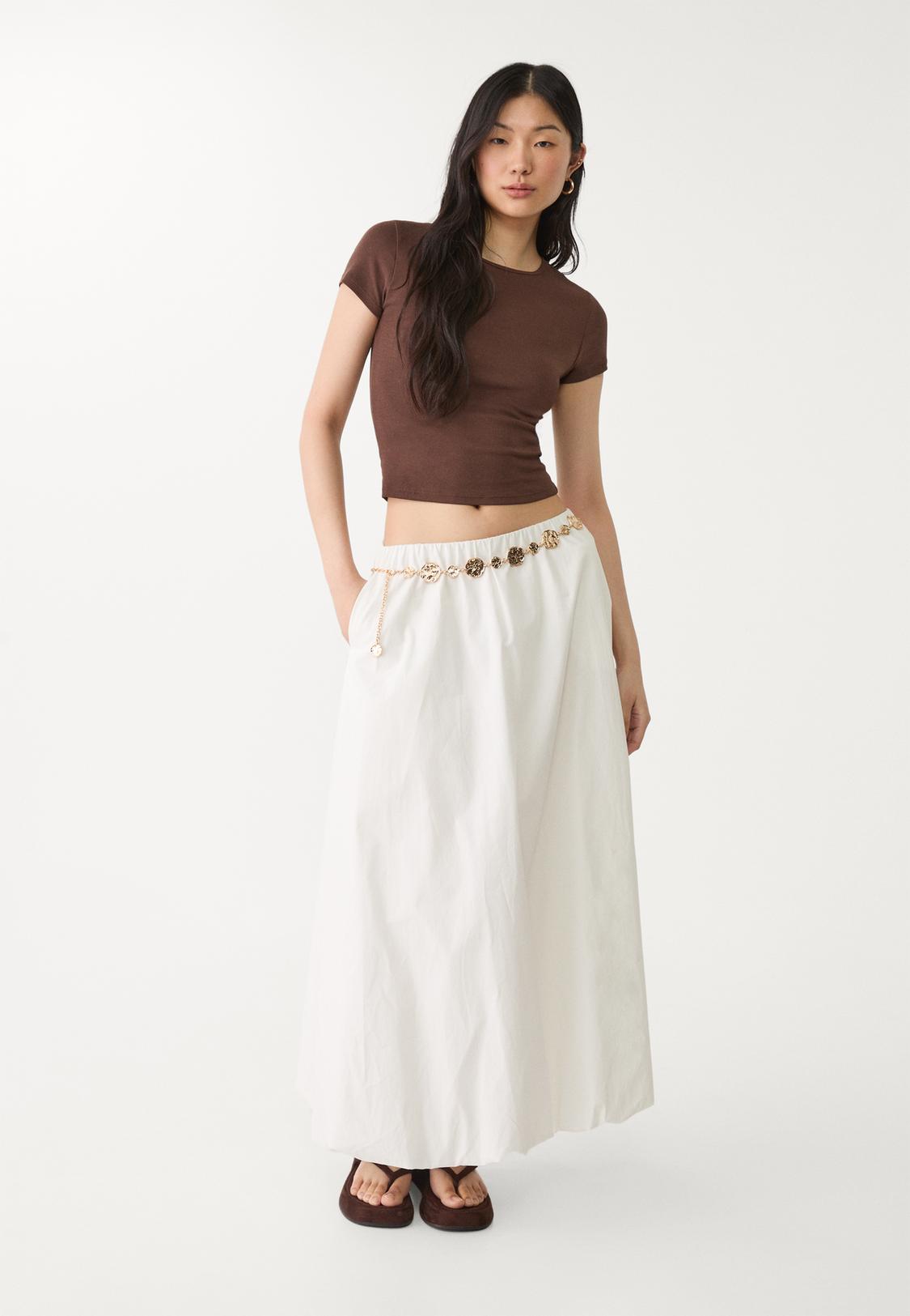 Metal belt with round plates Women's fashion Stradivarius Egypt