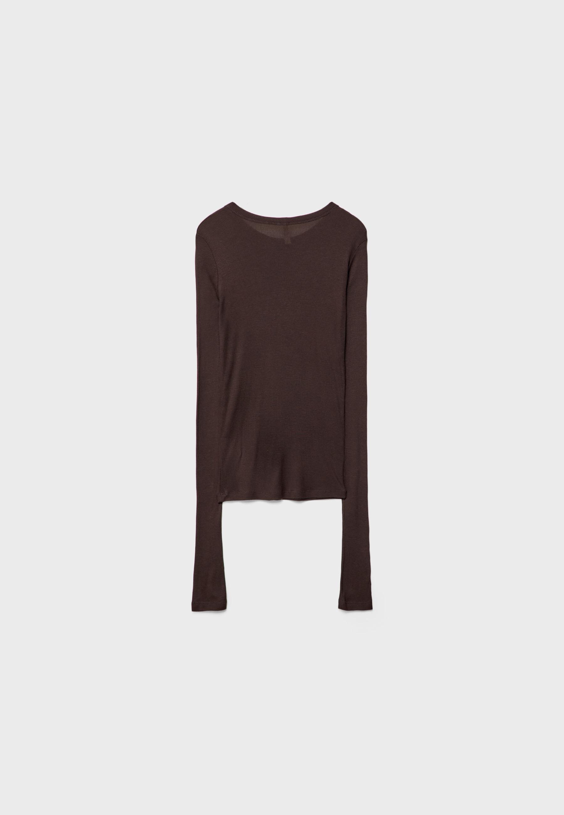 Ribbed long sleeve T-shirt — Brown