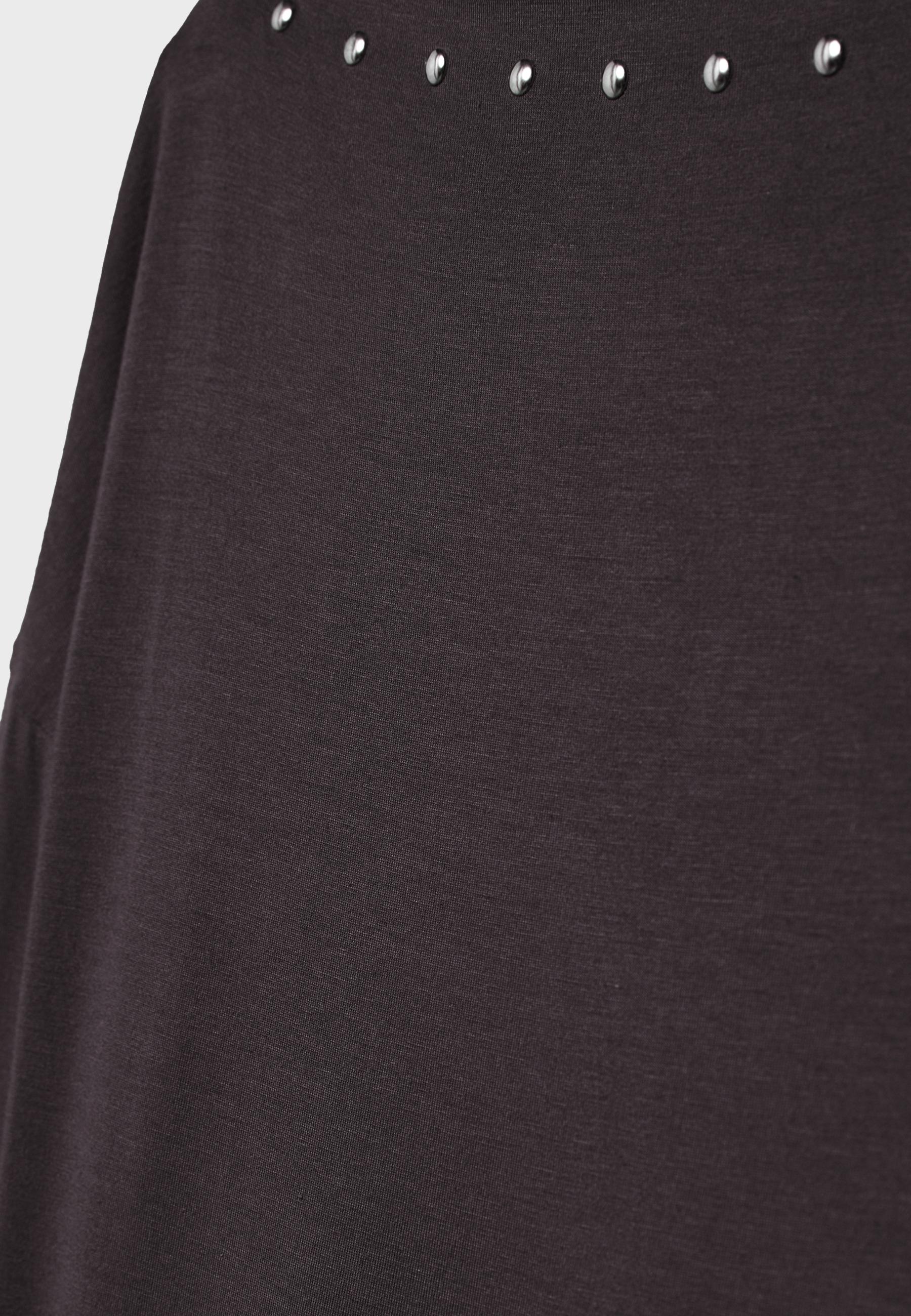Asymmetric T-shirt with studs — Brown